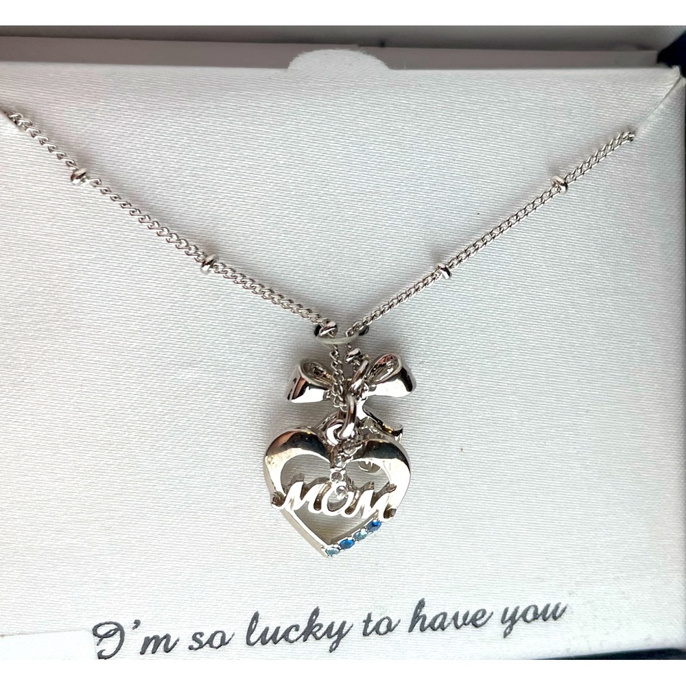 Charming Inspirations Mom Pendant w Swarovski Crystals; Silver Plated; NWT